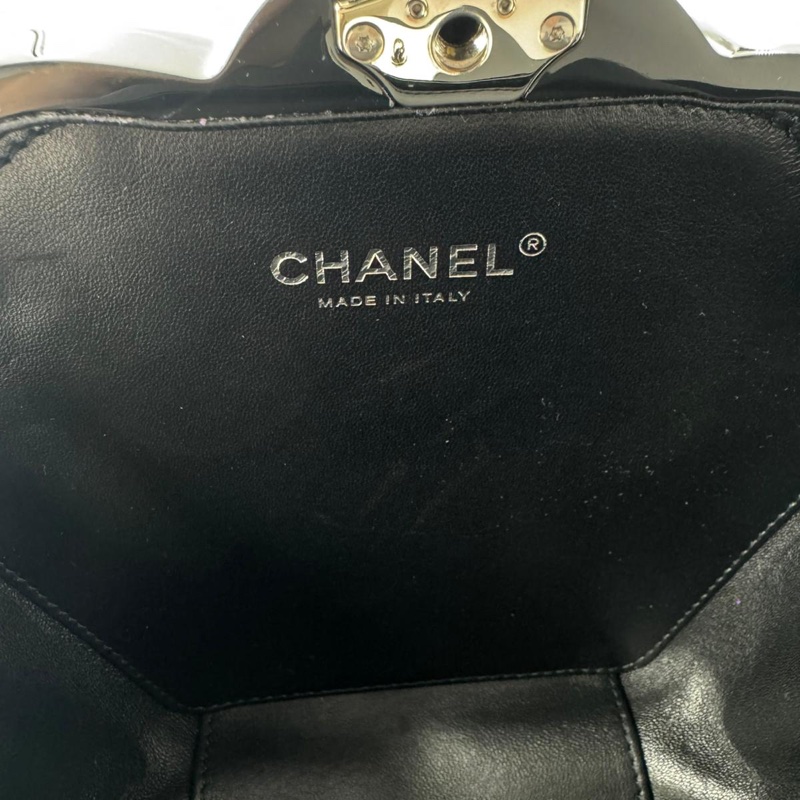 Chanel 2018 Rhinestone Plexiglass Strass Pink and Multicoloured Camellia Minaudiere Clutch Bag-9