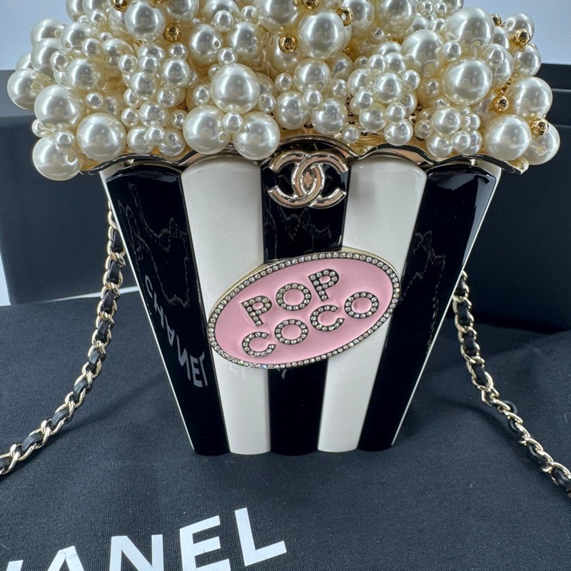 Chanel 2024 Imitation Pearl and Gold-tone Popcorn Minaudière Bag-1