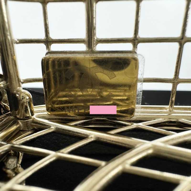 Chanel 2025 Rhinestone and Metal Embellishments Light Gold Birdcage Minaudière Bag-12