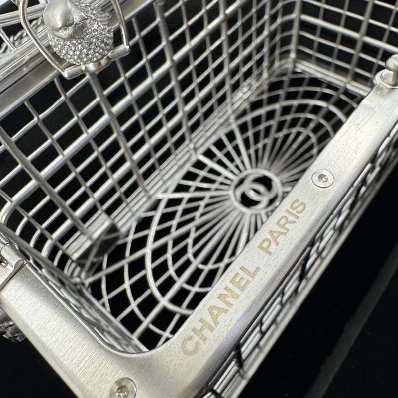Chanel 2025 Rhinestone and Metal Embellishments Sliver Birdcage Minaudière Bag-7