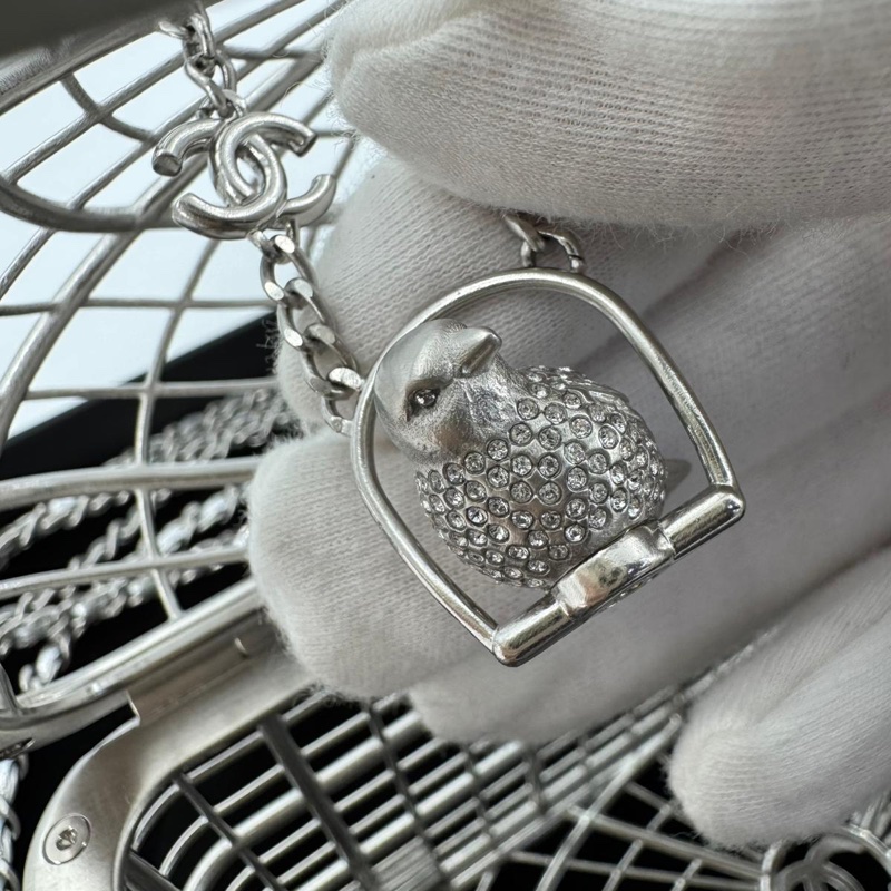 Chanel 2025 Rhinestone and Metal Embellishments Sliver Birdcage Minaudière Bag-11