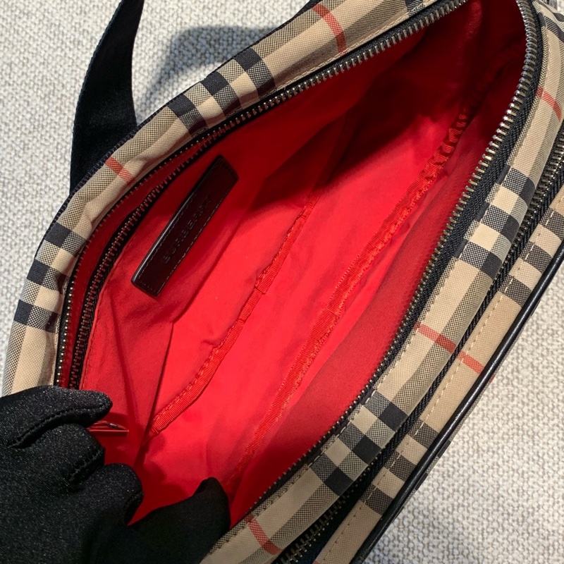 Burberry 博柏利 巴寶莉 經典格紋 斜挎雙層腰包 胸包 男包。-7