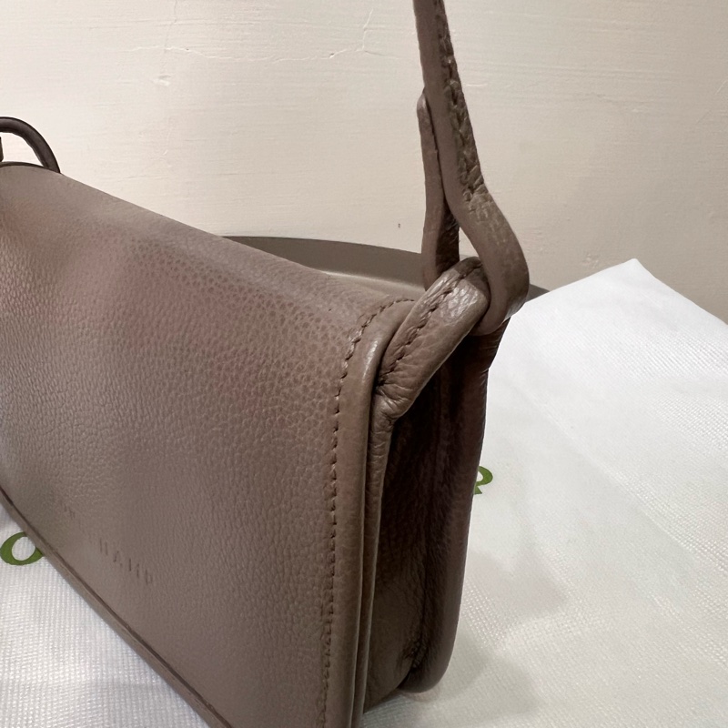 LONGCHAMP LE FOULONNÉ牛皮釦式斜背包 斑鳩灰-5