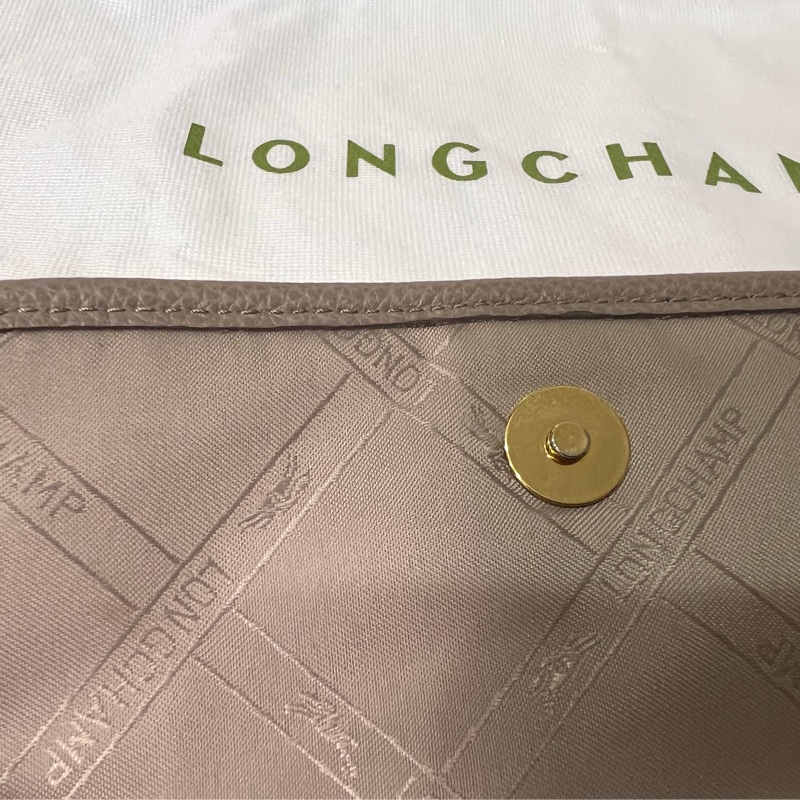 LONGCHAMP LE FOULONNÉ牛皮釦式斜背包 斑鳩灰-6