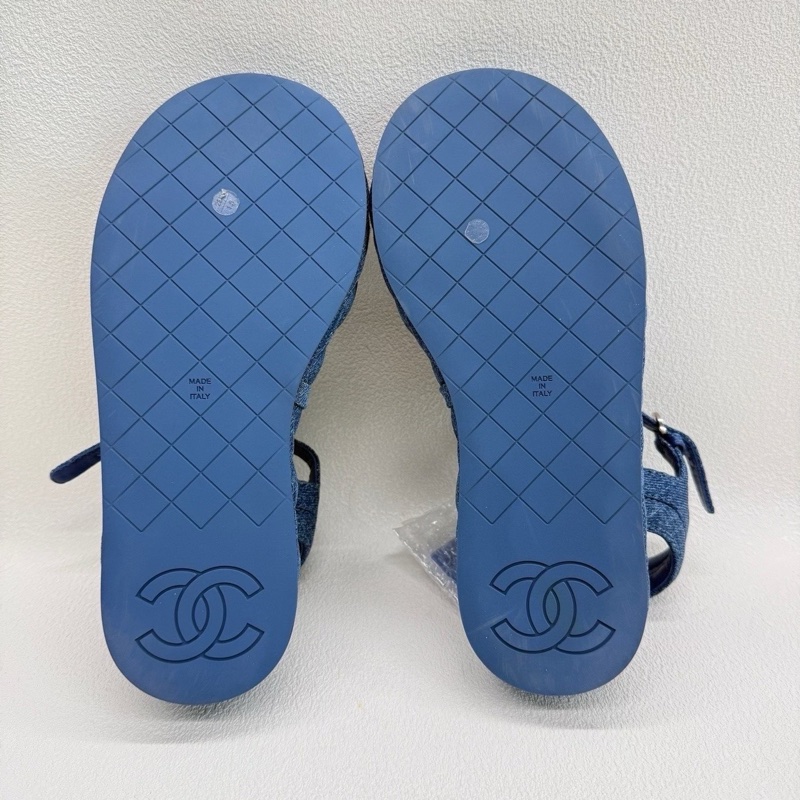 CHANEL香奈兒 25C 涼鞋 牛仔藍 丹寧色 36碼 99新-7