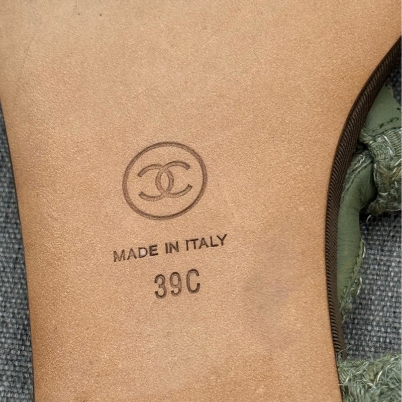 Chanel 經典粗花呢一字帶涼鞋 39碼 僅試穿過-4