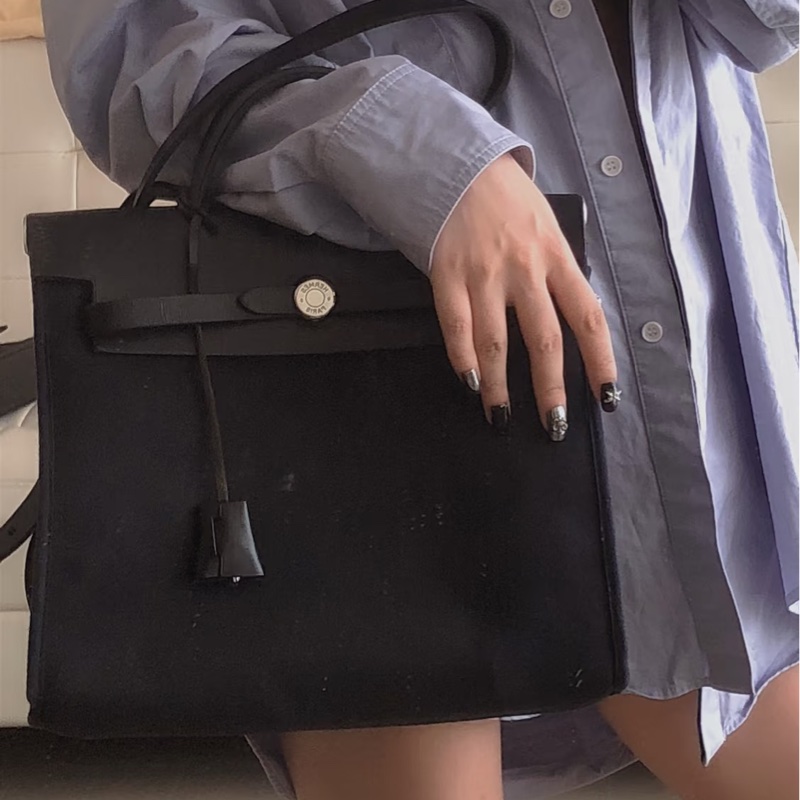 🐎Hermes愛馬仕|黑色herbag雙肩包|98新|框H刻-1