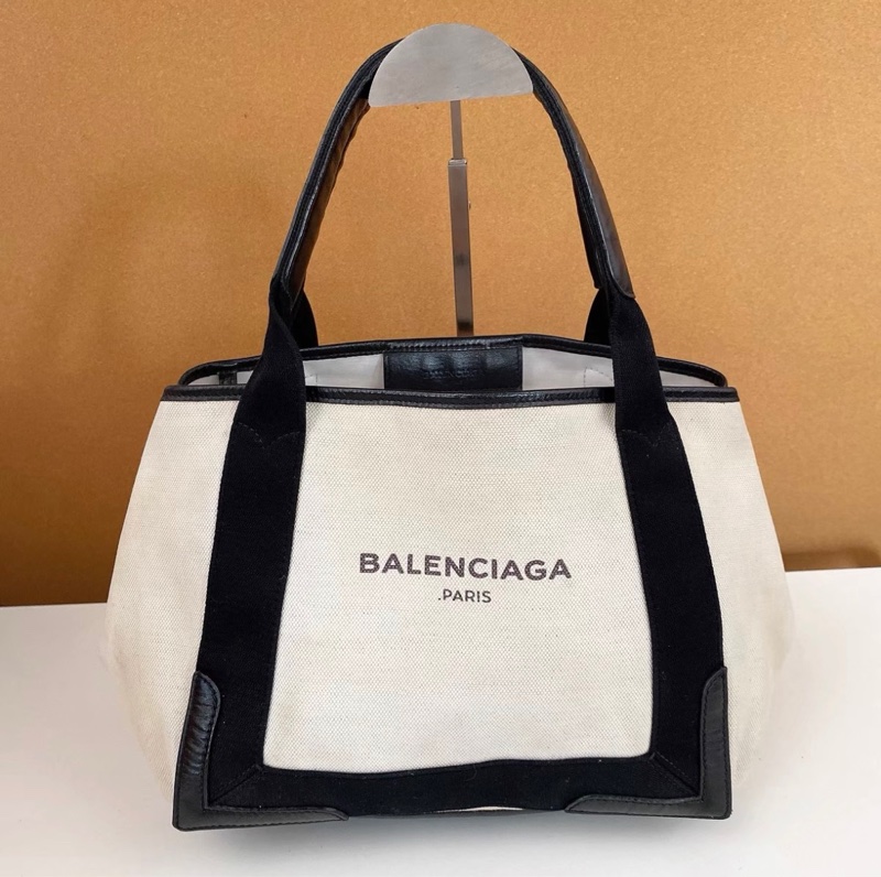 巴黎世家Balenciaga黑白熊猫拼色帆布托特包小號-1