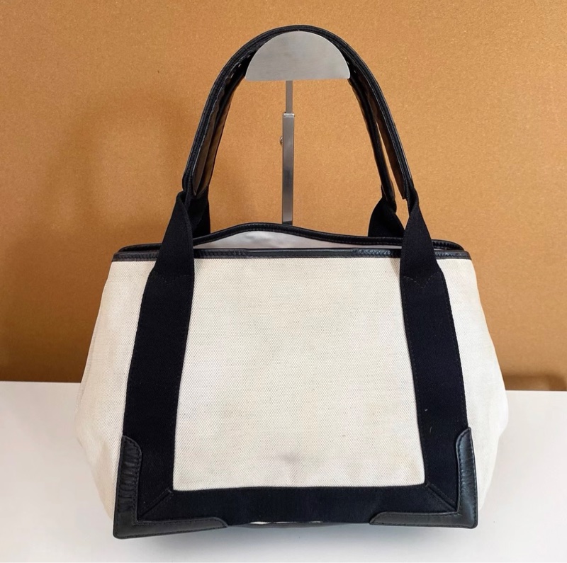 巴黎世家Balenciaga黑白熊猫拼色帆布托特包小號-7