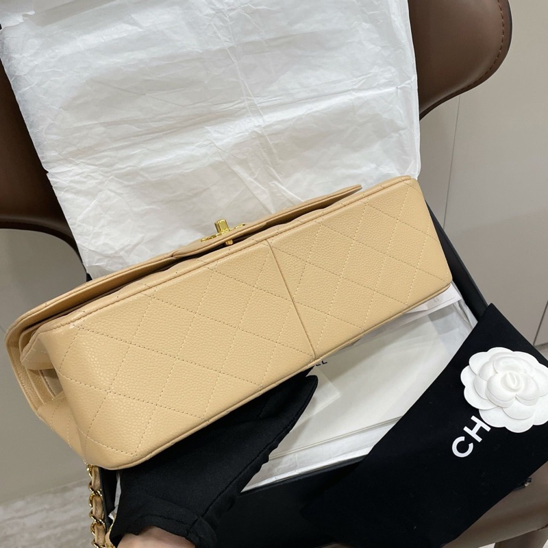 99新 閑置品Chanel 香奈儿 奶茶色荔枝皮cf jumbo-7