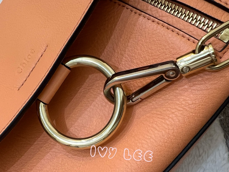 Chloe 牛皮皮革 Faye day bag 鏈扣 斜背包 肩背包 粽橘 粉橘 正品 二手精品-8
