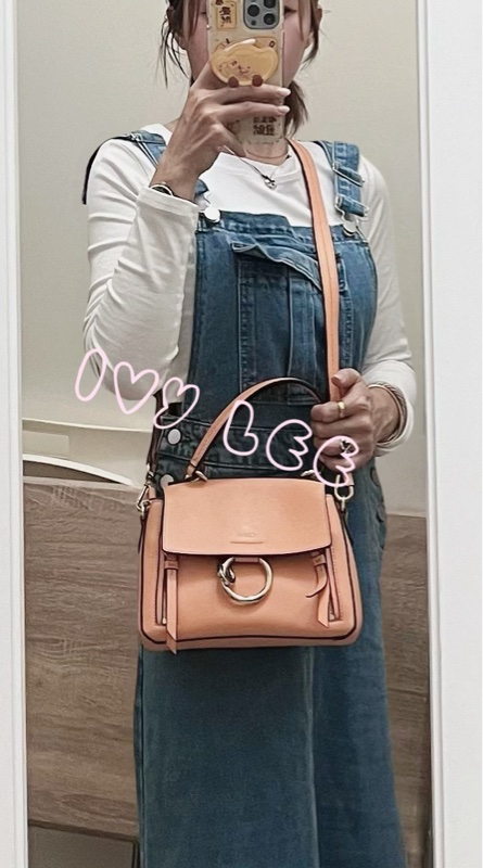 Chloe 牛皮皮革 Faye day bag 鏈扣 斜背包 肩背包 粽橘 粉橘 正品 二手精品-9
