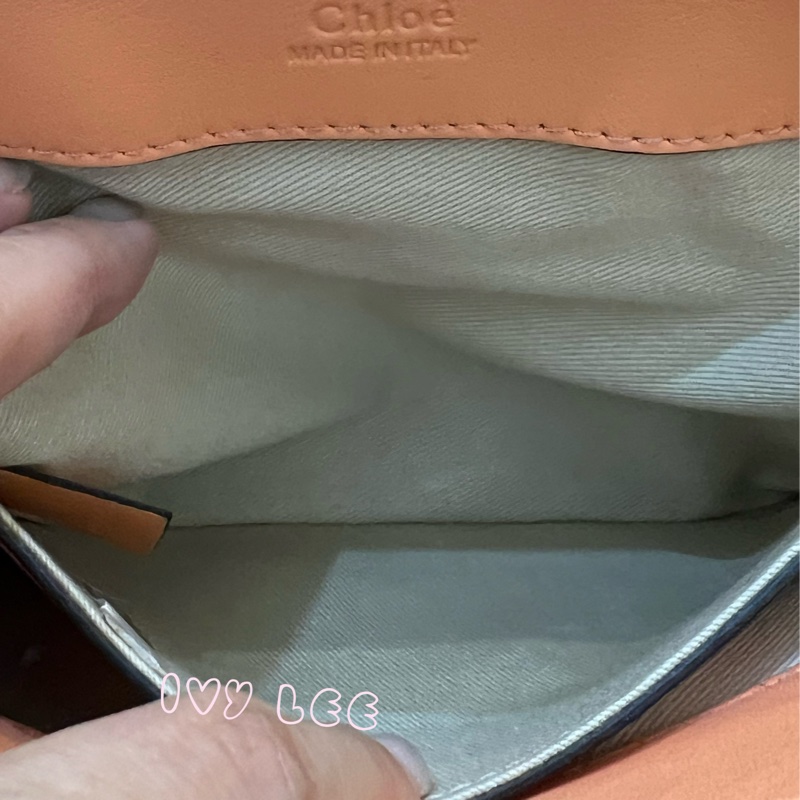 Chloe 牛皮皮革 Faye day bag 鏈扣 斜背包 肩背包 粽橘 粉橘 正品 二手精品-17