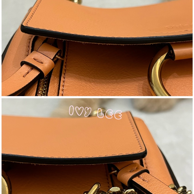 Chloe 牛皮皮革 Faye day bag 鏈扣 斜背包 肩背包 粽橘 粉橘 正品 二手精品-22