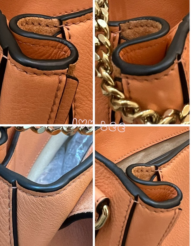 Chloe 牛皮皮革 Faye day bag 鏈扣 斜背包 肩背包 粽橘 粉橘 正品 二手精品-24