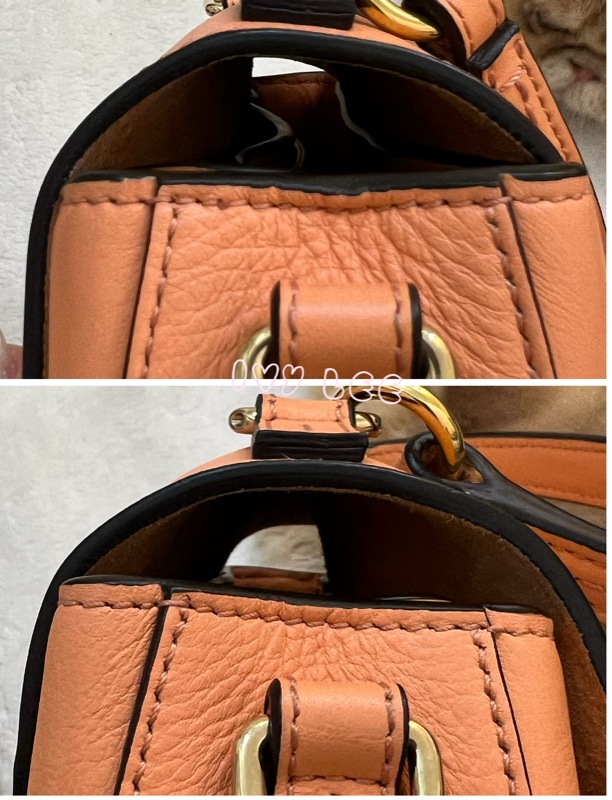 Chloe 牛皮皮革 Faye day bag 鏈扣 斜背包 肩背包 粽橘 粉橘 正品 二手精品-25