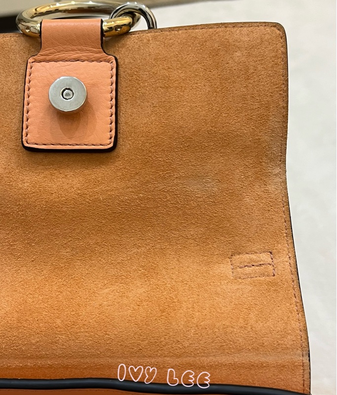 Chloe 牛皮皮革 Faye day bag 鏈扣 斜背包 肩背包 粽橘 粉橘 正品 二手精品-30