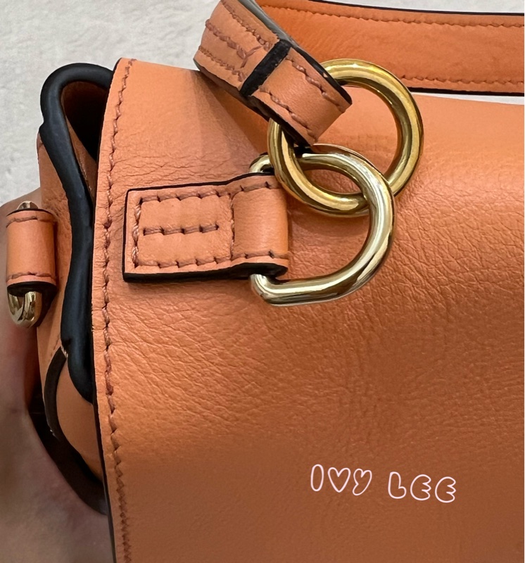 Chloe 牛皮皮革 Faye day bag 鏈扣 斜背包 肩背包 粽橘 粉橘 正品 二手精品-34
