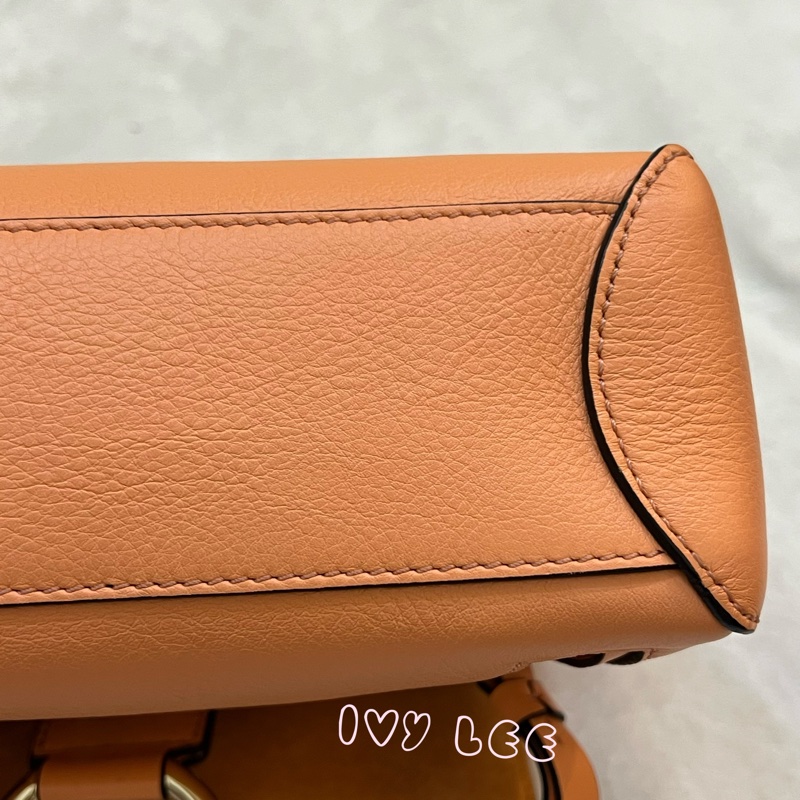 Chloe 牛皮皮革 Faye day bag 鏈扣 斜背包 肩背包 粽橘 粉橘 正品 二手精品-39