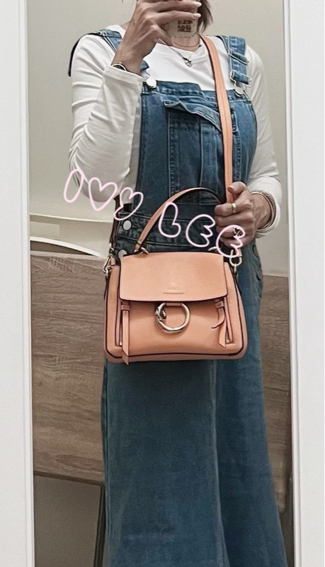 Chloe 牛皮皮革 Faye day bag 鏈扣 斜背包 肩背包 粽橘 粉橘 正品 二手精品-42