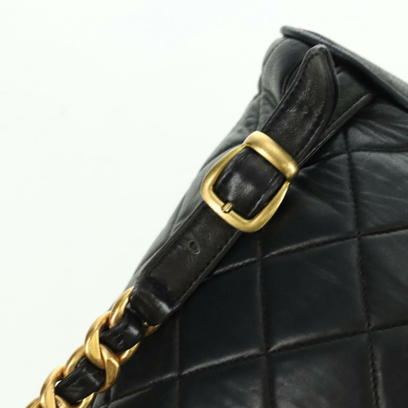 【日本直送】香奈兒 (CHANEL) 絎縫鏈條雙肩包,羊皮材質,金色/黑色,CC 標誌,貨號 BA12682SAV-14