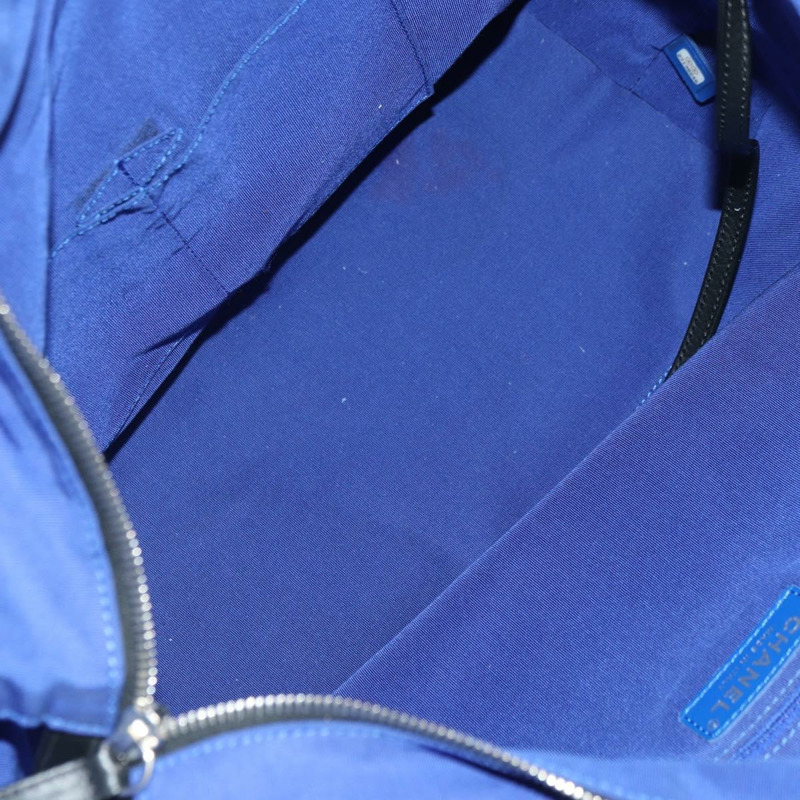 【日本直送】香奈兒 La Pauza 手袋 帆布皮革 兩用 藍色 銀色 CC 標誌 正品 ka4406SM-9