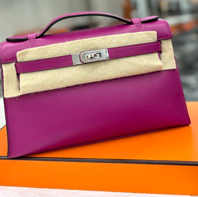 🌈Hermes🌟Mini Kelly一代💜L3玫瑰紫銀扣💜未使用閑置🌈swift皮🌟kelly pochette🌟minikelly🌟kelly🌟minikelly一代🌟愛馬仕🌟-5