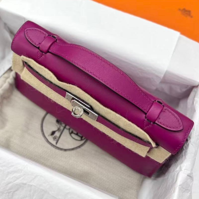 🌈Hermes🌟Mini Kelly一代💜L3玫瑰紫銀扣💜未使用閑置🌈swift皮🌟kelly pochette🌟minikelly🌟kelly🌟minikelly一代🌟愛馬仕🌟-6
