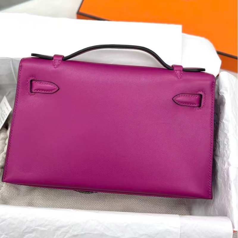 🌈Hermes🌟Mini Kelly一代💜L3玫瑰紫銀扣💜未使用閑置🌈swift皮🌟kelly pochette🌟minikelly🌟kelly🌟minikelly一代🌟愛馬仕🌟-8