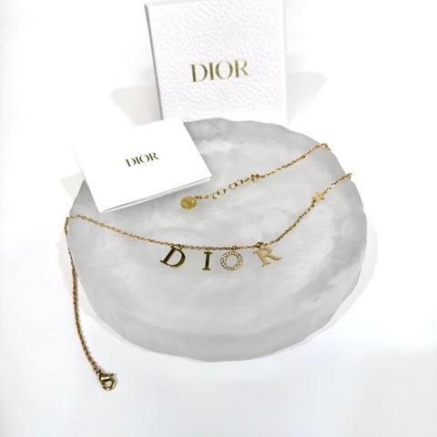 迪奧DIOR項鏈金色DIO(R)EVOLUTION 字母標誌水晶項鍊N1308DVOCY