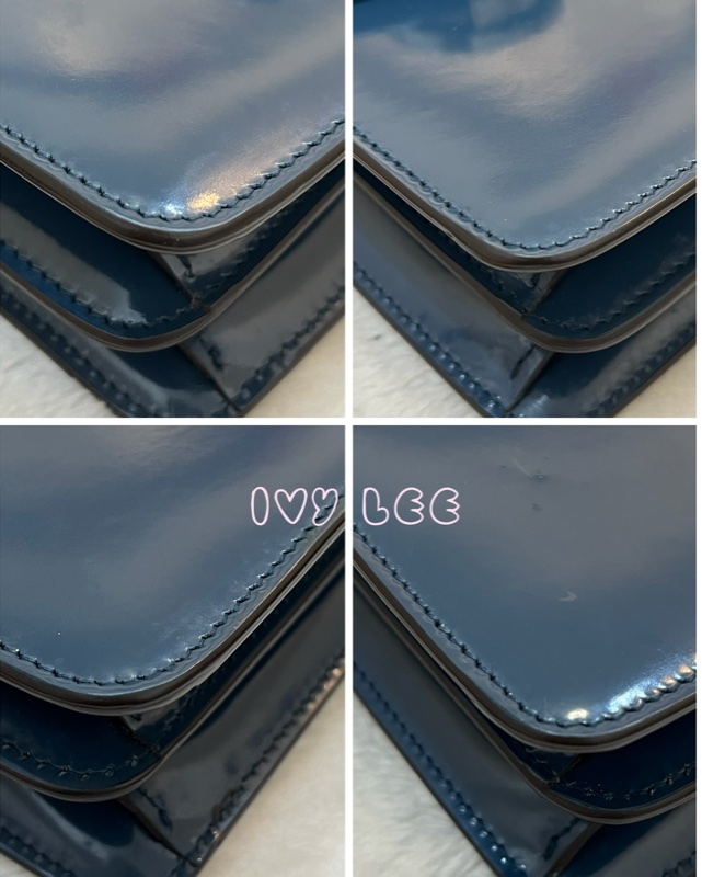 GUCCI 雙G互扣式皮革單肩包 斜背包 藍色 銀鍊條包387609 正品 二手精品-17