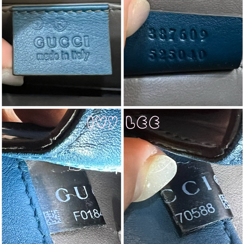 GUCCI 雙G互扣式皮革單肩包 斜背包 藍色 銀鍊條包387609 正品 二手精品-21