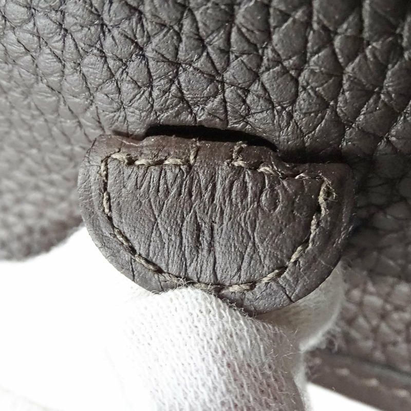 愛馬仕 HERMES 手提包,女士品牌單肩包,Evelyne TPM,Taurillon Clemence 皮革,深棕色,銀色五金,迷你 W 印記。-6