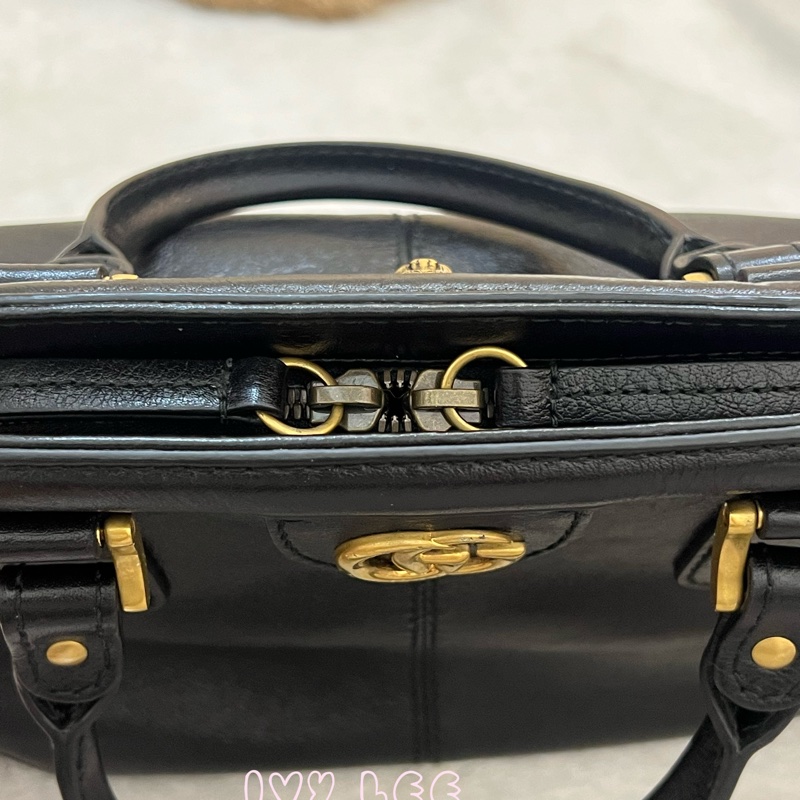 Gucci Libelle 兩用皮革手提包 斜背包 516459 黑色 金 虎頭 正品 二手精品-29