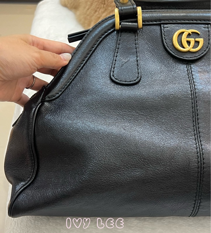 Gucci Libelle 兩用皮革手提包 斜背包 516459 黑色 金 虎頭 正品 二手精品-31