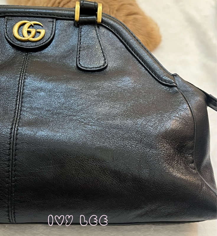 Gucci Libelle 兩用皮革手提包 斜背包 516459 黑色 金 虎頭 正品 二手精品-32