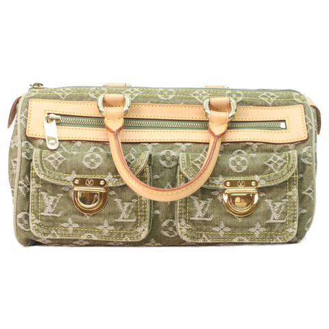 路易威登 M95215 Monogram Denim Lichen Neo Speedy 手提包，卡其色，金色五金，女士款