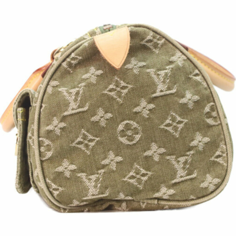 路易威登 M95215 Monogram Denim Lichen Neo Speedy 手提包，卡其色，金色五金，女士款-1