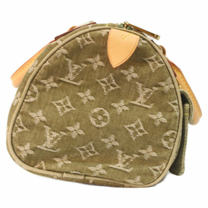 路易威登 M95215 Monogram Denim Lichen Neo Speedy 手提包，卡其色，金色五金，女士款-3
