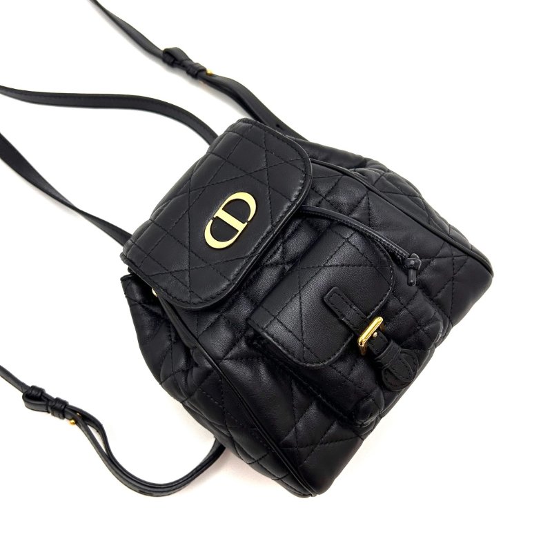DIOR 黑色金扣羊皮小號DiorCaro後背包17*19*8 98新配件塵袋-2