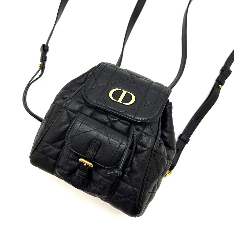 DIOR 黑色金扣羊皮小號DiorCaro後背包17*19*8 98新配件塵袋-3