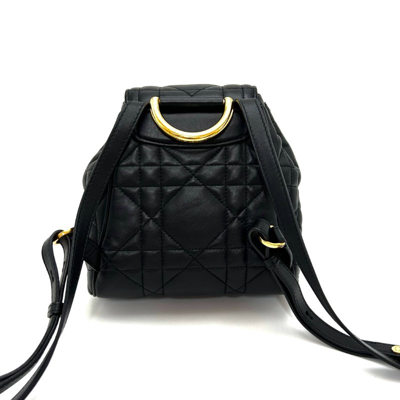 DIOR 黑色金扣羊皮小號DiorCaro後背包17*19*8 98新配件塵袋-4