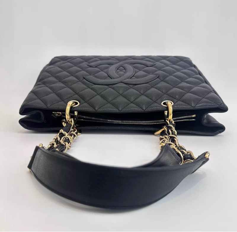Chanel GST黑金荔枝纹牛皮托特包-3