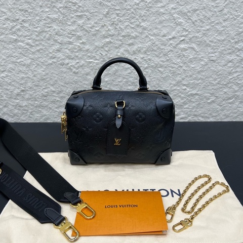 98新LV路易威登Petite Malle Souple系列黑色全皮軟盒子