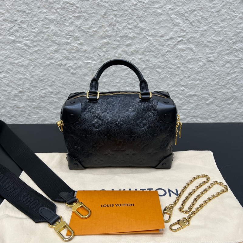 98新LV路易威登Petite Malle Souple系列黑色全皮軟盒子-1