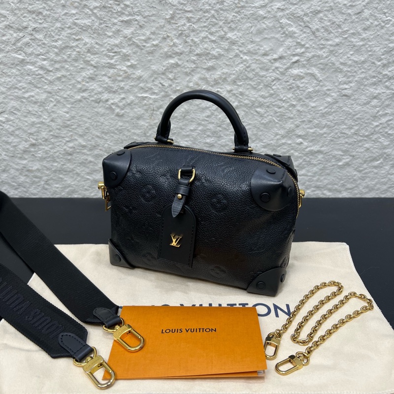 98新LV路易威登Petite Malle Souple系列黑色全皮軟盒子-7