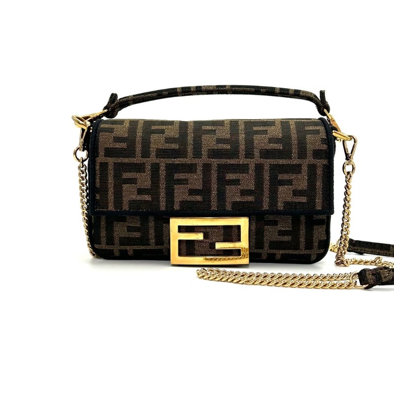 FENDI 老花帆布法棍Baguettemini手提斜背包19*11*5 98新配件塵袋-1