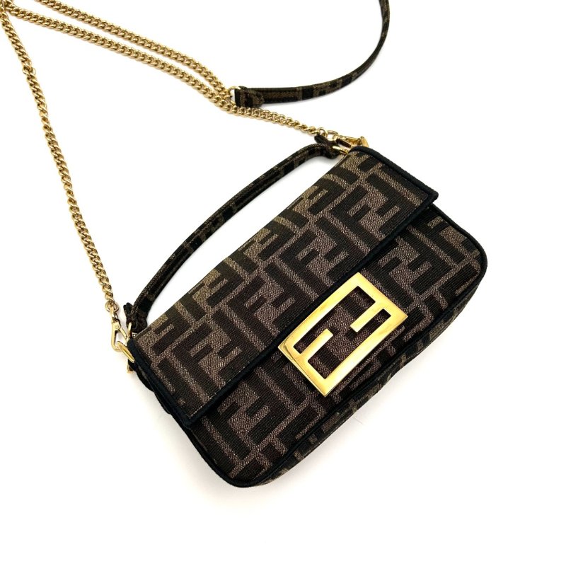 FENDI 老花帆布法棍Baguettemini手提斜背包19*11*5 98新配件塵袋-2