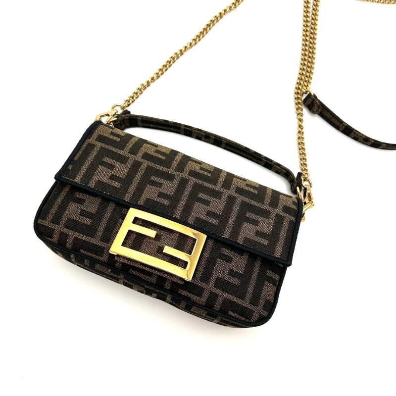 FENDI 老花帆布法棍Baguettemini手提斜背包19*11*5 98新配件塵袋-3