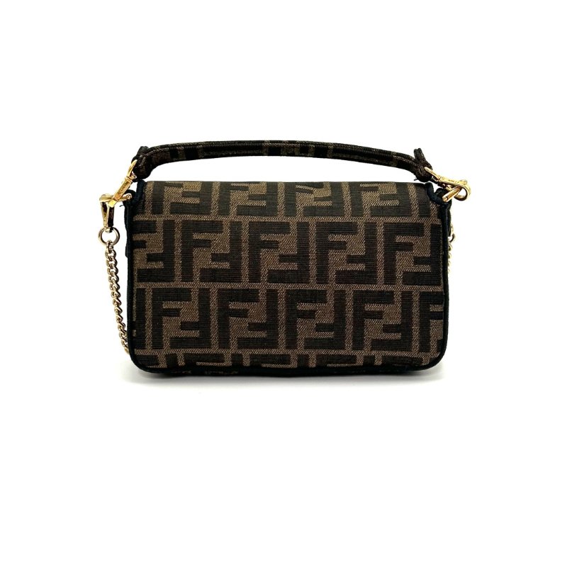 FENDI 老花帆布法棍Baguettemini手提斜背包19*11*5 98新配件塵袋-4